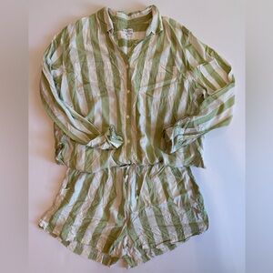 Piyama Marlon Sleep Pajama Set Stripe Margarita Green